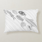 魚の群れ大人の着色枕 アクセントクッション (正面)