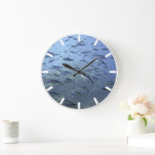 魚の群れ水中でダイビング。 ラージ壁時計 (ホーム)