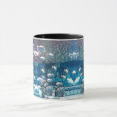 魚の群れ海岩マグカップパパ マグカップ (中央)