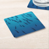 魚の群れ スクエアペーパーコースター (アングル)