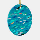 魚の群れ,ターコイズ,青と水色 セラミックオーナメント (右)