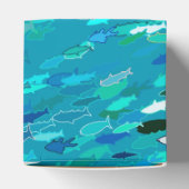 魚の群れ，ターコイズ，青と水色 フェイバーボックス (上部)