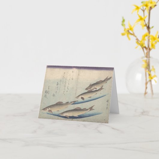 魚の群れ: Ayu - notecard カード (黄色い花)