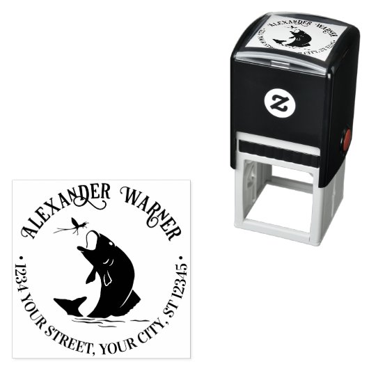 魚の舞うディナーネーム差出人住所 セルフインキングスタンプ (インサイチュ)