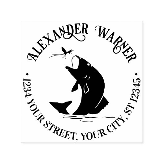 魚の舞うディナーネーム差出人住所 セルフインキングスタンプ (デザイン)