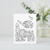 魚の色をストライプの付ける |キッズアクティビティカード ポストカード (スタンド正面)