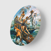 魚の荷車を引く奇跡 ラウンド壁時計 (傾斜)