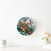 魚の荷車を引く奇跡 ラウンド壁時計 (ホーム)