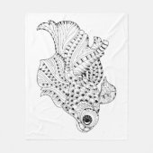 魚の落書き フリースブランケット (正面)