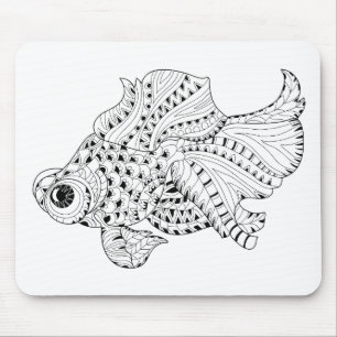 魚の落書き マウスパッド