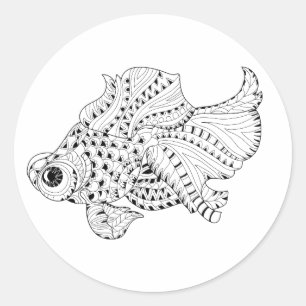 魚の落書き ラウンドシール