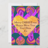 魚の葉紫緑オレンジのクリスマス シーズンカード (正面)