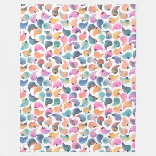 魚の表皮の水色 フリースブランケット (正面)