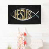 魚の記号内のイエス・キリスト 横断幕 (インサイチュ)