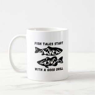 魚の話はドリルで始まる 氷魚釣り コーヒーマグカップ
