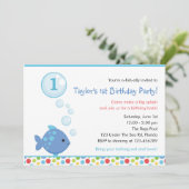 魚の誕生日招待状(男の子)と泡 招待状 (スタンド正面)