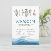 魚の誕生日招待状、魚釣り男性誕生日 招待状 (スタンド正面)