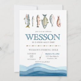 魚の誕生日招待状、魚釣り男性誕生日 招待状