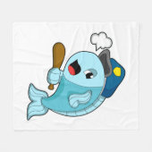 魚の警察官の警察帽 フリースブランケット (正面(横))