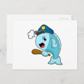 魚の警察官の警察帽 ポストカード (正面/裏面)