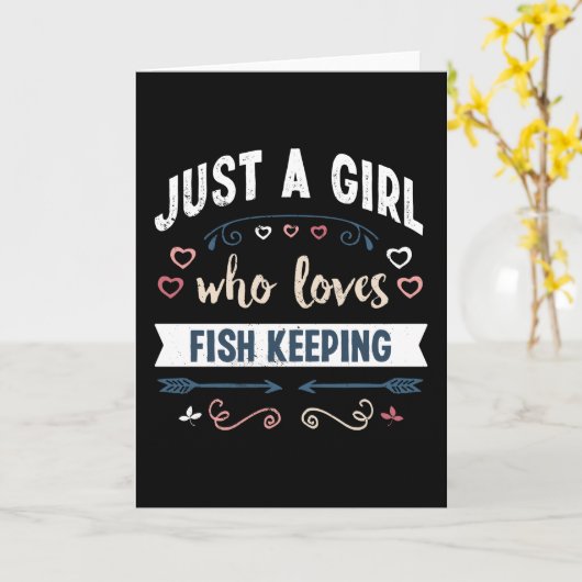 魚の贈り物を愛する保ただのおもしろい女の子 カード (黄色い花)