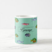 魚の軽いターコイズ コーヒーマグカップ (中央)
