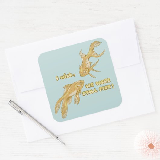 魚の進化おもしろい金魚 スクエアシール (封筒)