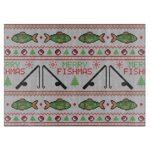 魚の醜いクリスマスセーター カッティングボード (正面)