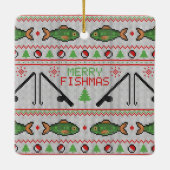魚の醜いクリスマスセーター セラミックオーナメント (裏面)