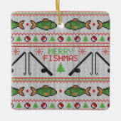 魚の醜いクリスマスセーター セラミックオーナメント (正面)