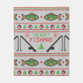 魚の醜いクリスマスセーター フリースブランケット (正面)