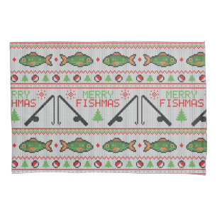 魚の醜いクリスマスセーター 枕カバー