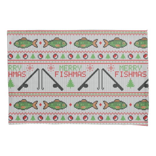魚の醜いクリスマスセーター 枕カバー (正面左)