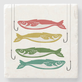 魚の針付きカラーリング ストーンコースター