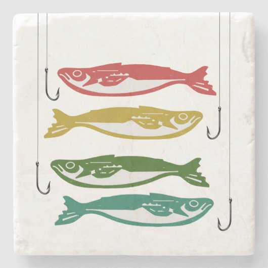 魚の針付きカラーリング ストーンコースター (正面)