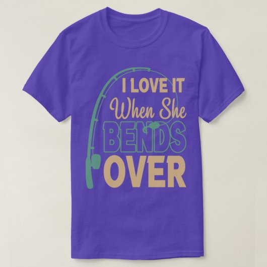 魚の釣り上で曲がる時おもしろいは好き1 Tシャツ (デザイン正面)