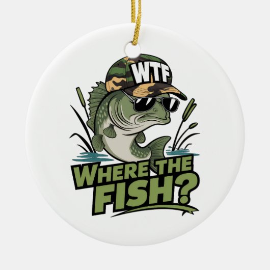 魚の釣り人の贈り物 セラミックオーナメント (正面)
