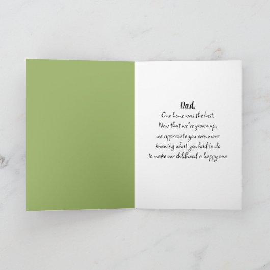 魚の鉢にタマジャクシを入れた父親のカエル カード (内部)