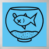 魚の鉢に入った死んだ魚のイラストレーション ポスター (正面)