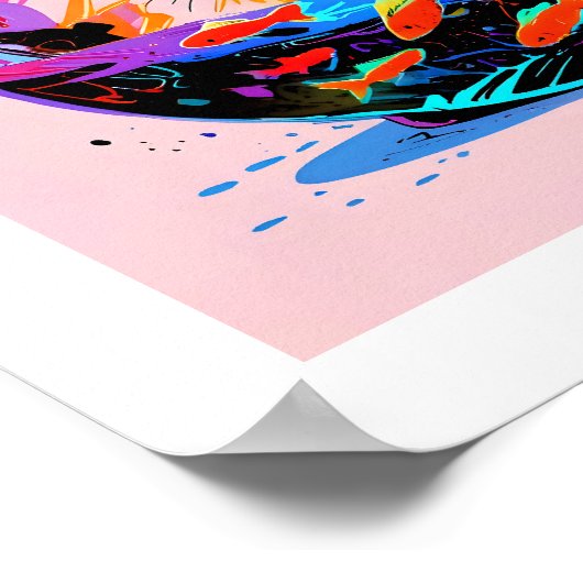 魚の鉢に入った猫 ポスター (角)