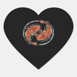 魚の鉢の中で泳いでいる魂を失う二人だ ハートシール