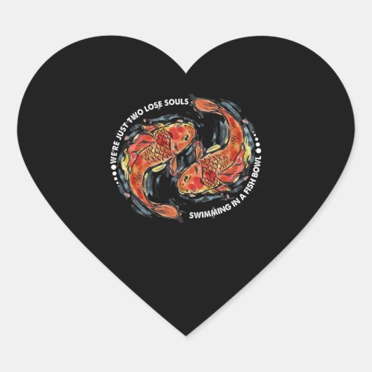 魚の鉢の中で泳いでいる魂を失う二人だ ハートシール (正面)