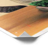 魚の鉢の中を覗く猫 ポスター (角)