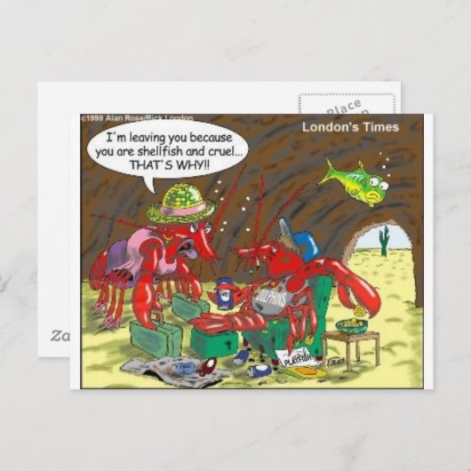 魚の離婚おもしろい漫画のギフトTee収集品 ポストカード (正面/裏面)