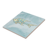 魚の青いモザイク海洋タイル タイル (側面)