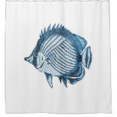 魚の青い沿岸航海のな水彩画 シャワーカーテン (正面)