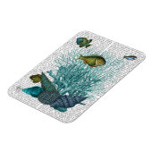 魚の青い貝殻とサンゴ マグネット (左側)