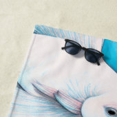 魚の青とピンクのチョークスケッチ ビーチタオル (インサイチュ)