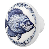 魚の青と白の海と海右向き セラミックノブ (右)