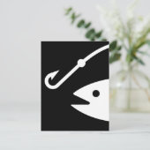 魚の頭とフック - 黒と白 ポストカード (スタンド正面)